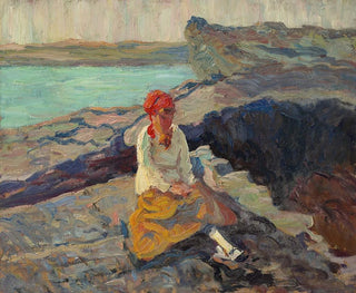Walt Kuhn - Woman in Red Scarf Near the Seashore.webp