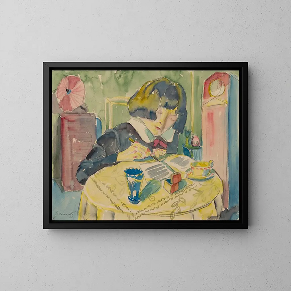 Donna che scrive - Walter Gramatt — quadro incorniciato alla parete