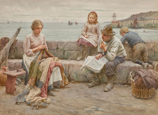 In un villaggio di pescatori cornouaillais - Walter Langley — vista dell’opera