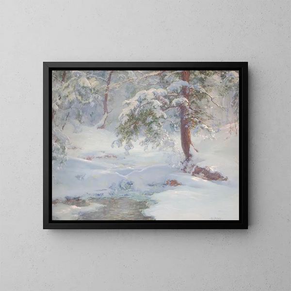 Un idillio invernale - Walter Launt Palmer — quadro incorniciato alla parete