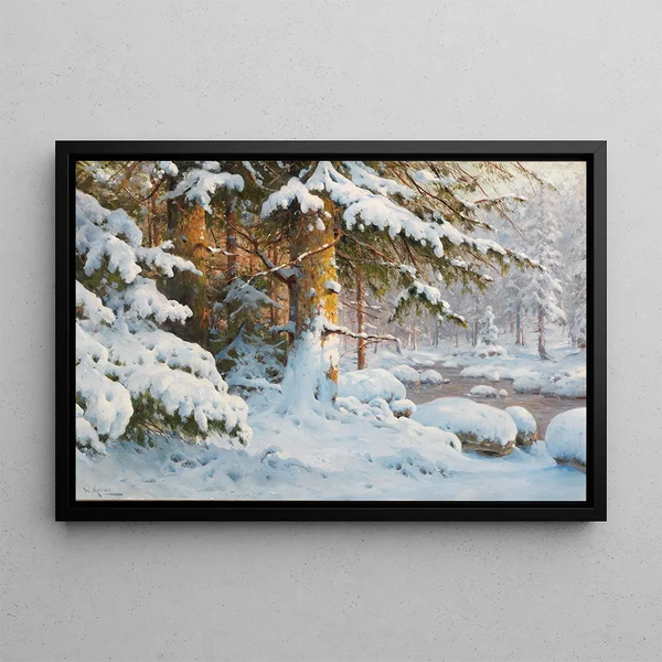 Inverno nella foresta - Walter Moras — quadro incorniciato alla parete