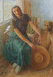 Grete Gamerith con il cane Puck - Walther Gamerith — quadro incorniciato alla parete
