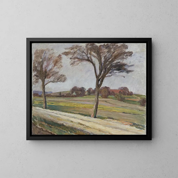 Sentiero con alberi e giardino - Walther Gamerith — quadro incorniciato alla parete
