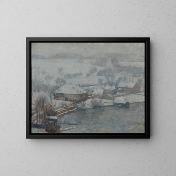 Paesaggio invernale sul bordo dell'Attersee - Walther Gamerith — quadro incorniciato alla parete