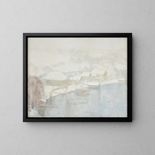 Paesaggio invernale sul lago - Walther Gamerith — quadro incorniciato alla parete
