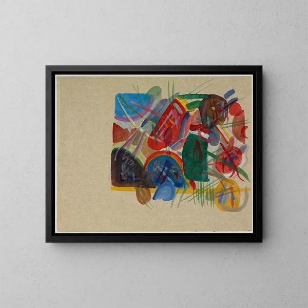 acquerello con foresta e arcobaleno - Wassily Kandinsky — quadro incorniciato alla parete