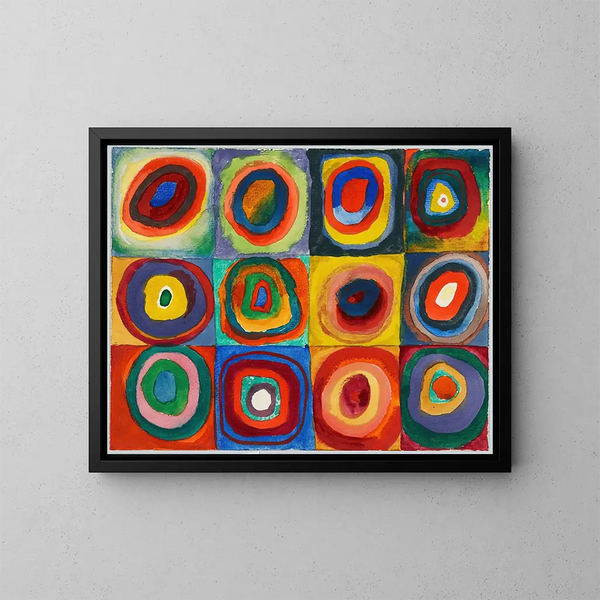 quadrato con cerchi concentrici - Wassily Kandinsky — quadro incorniciato alla parete