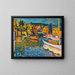 Studio per paesaggio autunnale con barche - Wassily Kandinsky — quadro incorniciato alla parete