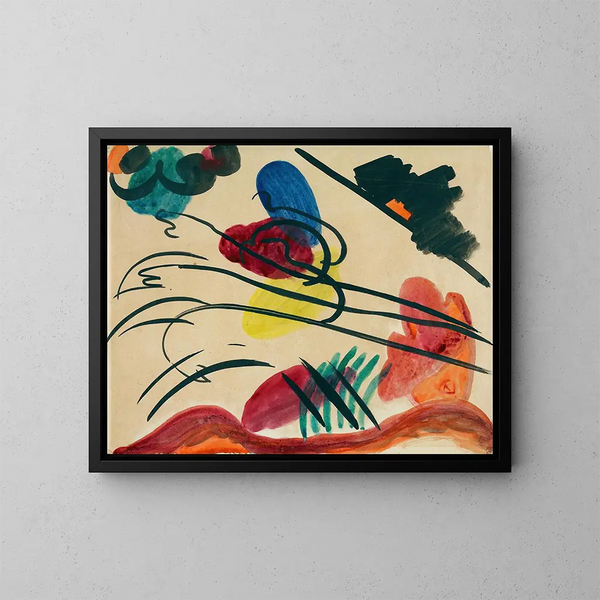Con tre cavalieri - Wassily Kandinsky — quadro incorniciato alla parete