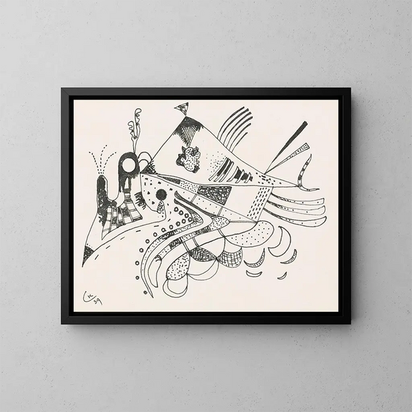 Disegno per la vicinanza - Wassily Kandinsky — quadro incorniciato alla parete