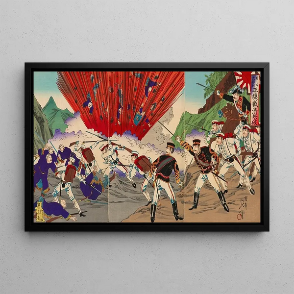 Watanabe Nobukazu - Great Victory of Japan Defeat of Qing Soldiers at the Battle of Pyeongyang.webp