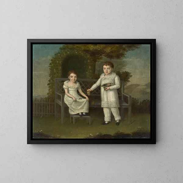 Due bambini della famiglia Kuenzer - Wendelin Moosbrugger — quadro incorniciato alla parete