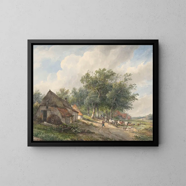 Paesaggio con fattorie e bestiame - Wijnand Nuyen — quadro incorniciato alla parete
