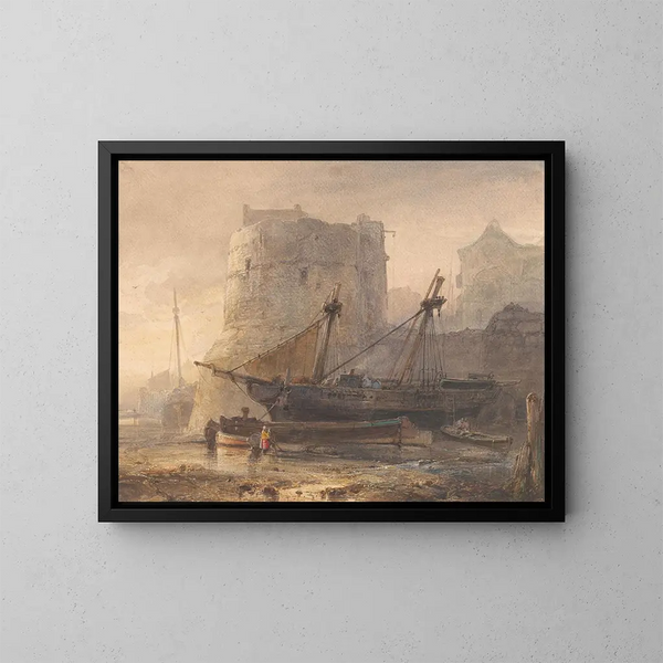 Bateaux a marea bassa in un porto francese - Wijnand Nuyen — quadro incorniciato alla parete