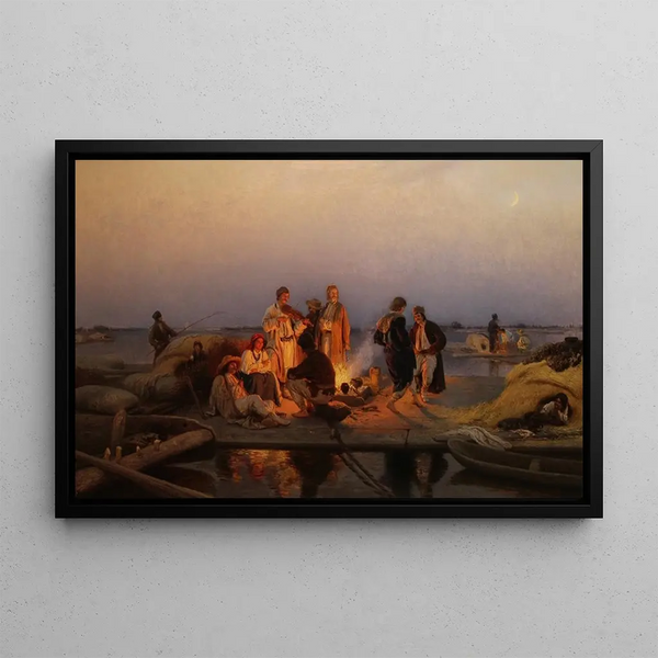 Wilhelm August Stryowski - Rafters camp by the Vistula river.webp