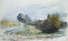 Sentiero tra campi di grano e cespugli con casette in background - Wilhelm Busch — vista dell’opera