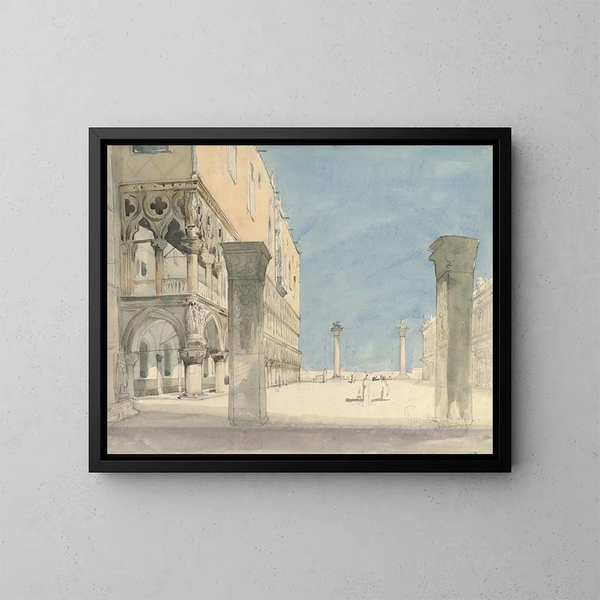 Vista della Piazzetta di San Marco a Venezia - Wilhelm Gail — quadro incorniciato alla parete