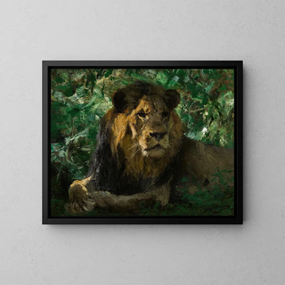 Leone sdraiato - Wilhelm Kuhnert — quadro incorniciato alla parete
