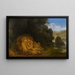 Due leoni in una grotta - Wilhelm Kuhnert — quadro incorniciato alla parete