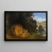 Due leoni in una grotta - Wilhelm Kuhnert — quadro incorniciato alla parete