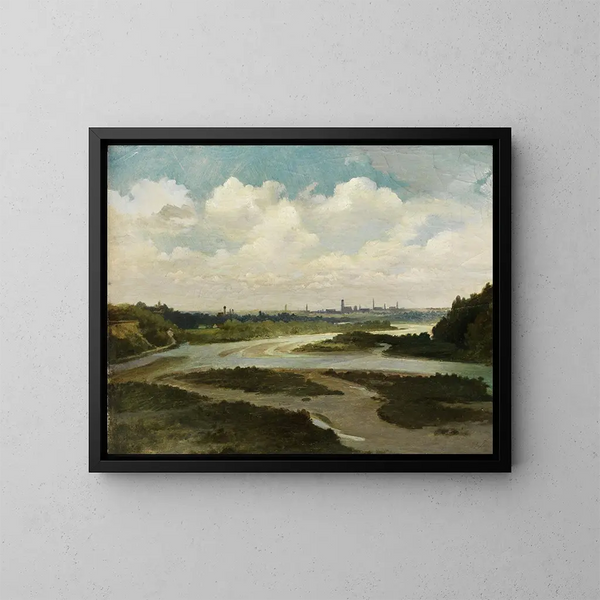 Vallée dell'Isar con vista su Monaco - Wilhelm Lichtenheld — quadro incorniciato alla parete
