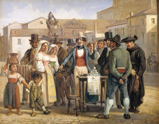 Un ciarlatano che vende lucido sulla piazza Barberini a Roma - Wilhelm Marstrand — vista dell’opera