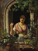 Donna italiana che saluta da una finestra, fine degli anni 1850 - Wilhelm Marstrand — vista dell’opera