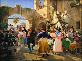Romani riuniti per la festa in un'osteria - Wilhelm Marstrand — vista dell’opera