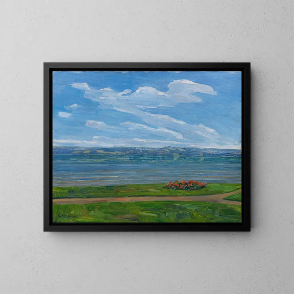 Punto di vista sul bordo del lago di Starnberg - Wilhelm Trübner — quadro incorniciato alla parete