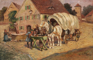 Wilhelm Velten - Fuhrwerk am Dorfbrunnen.webp