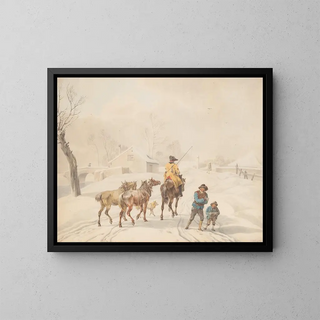 Postillon a cavallo in un paesaggio invernale - Wilhelm von Kobell — quadro incorniciato alla parete