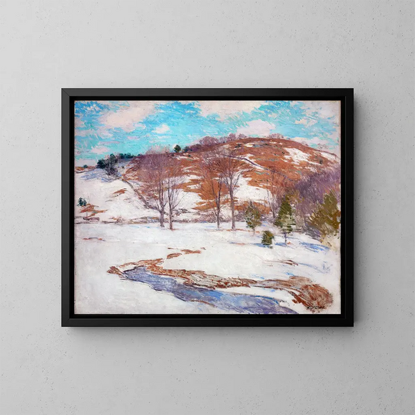 Neve nelle pendici - Willard Leroy Metcalf — quadro incorniciato alla parete