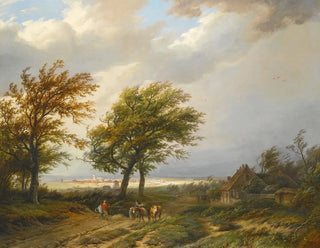 Viaggiatori in un paesaggio spazzato dal vento - Willem Bodeman — vista dell’opera