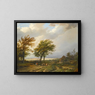 Viaggiatori in un paesaggio spazzato dal vento - Willem Bodeman — quadro incorniciato alla parete