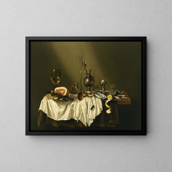 Nature morte con prosciutto - Willem Claesz Heda — quadro incorniciato alla parete