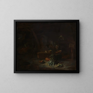Interno di una cucina - Willem Kalf — quadro incorniciato alla parete
