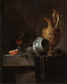 Nature morte con un vaso in porcellana, una brocca e bicchieri in vermeil - Willem Kalf — vista dell’opera