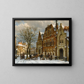 Scène d'hiver à Oudewater - Willem Koekkoek — quadro incorniciato alla parete