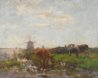 Bétail paissant au bord de l'eau - Willem Maris — vista dell’opera