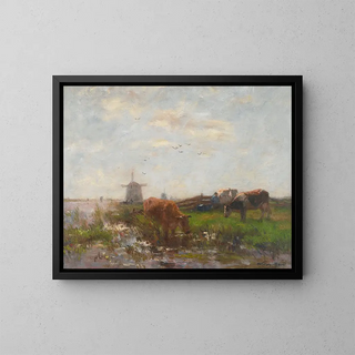 Bétail paissant au bord de l'eau - Willem Maris — quadro incorniciato alla parete