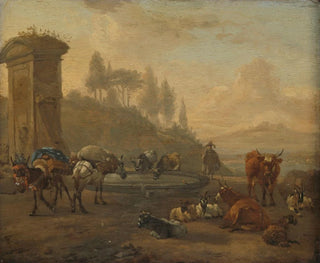 Willem Romeyn - Livestock by a Fountain.webp