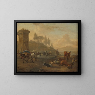 Willem Romeyn - Livestock by a Fountain.webp