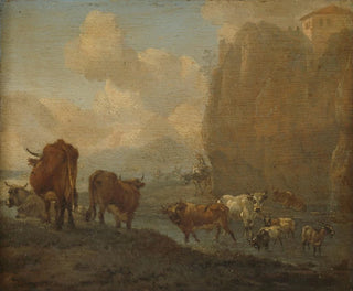 Bétail au bord d'une rivière - Willem Romeyn — vista dell’opera