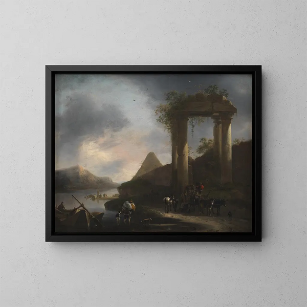 Paesaggio italiano con rovine classiche - Willem Schellinks — quadro incorniciato alla parete