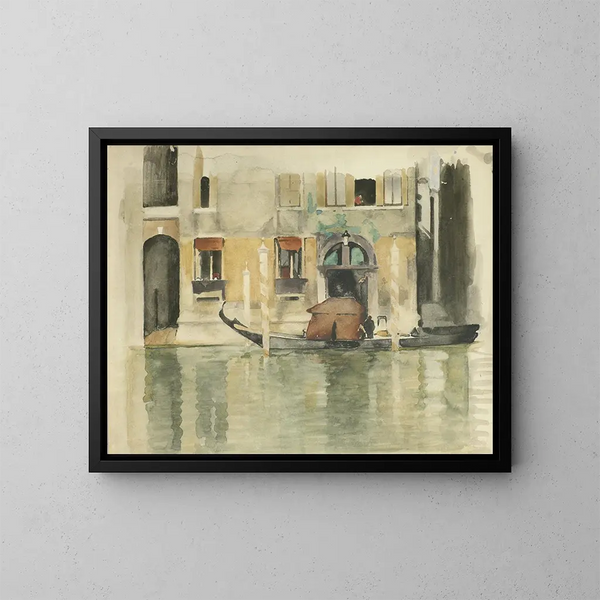 Gondole davanti a una casa veneziana - Willem Witsen — quadro incorniciato alla parete