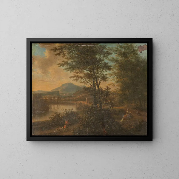 Paesaggio italiano al tramonto - Willem de Heusch — quadro incorniciato alla parete