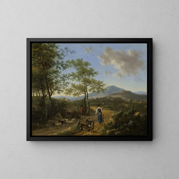 Paesaggio italiano con pastori - Willem de Heusch — quadro incorniciato alla parete