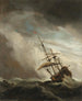 Un nave in alto mare catturata in una raffica di vento - Willem van de Velde il Giovane — vista dell’opera