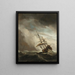 Un nave in alto mare catturata in una raffica di vento - Willem van de Velde il Giovane — quadro incorniciato alla parete