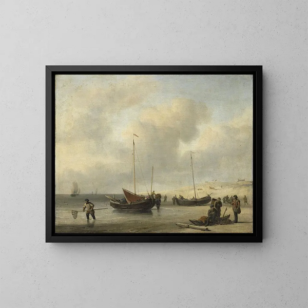 Bateaux de pêche sur la plage - Willem van de Velde le Jeune — quadro incorniciato alla parete